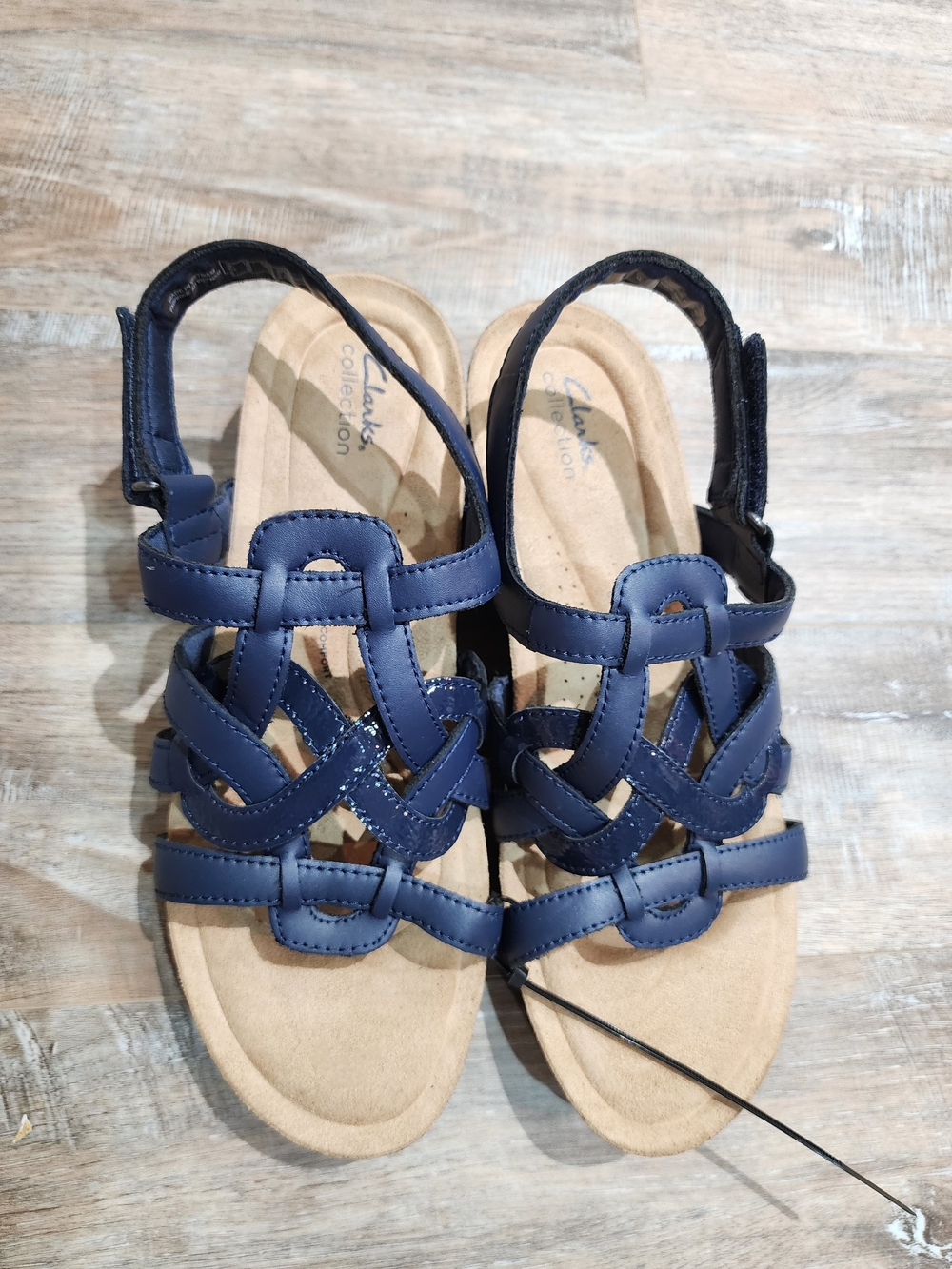 Clarks Navy Braided Slingback Sandals